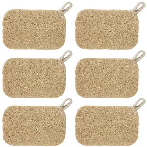 Loofah Sponge - Homiladi 6 PCS Natural Kitchen Sponges | Compostable Refill Sponges for Washing Up | Dish Sponges | Kitchen Sponges for Dishes, Pans & Cookware Cleaning with Hanging Loop