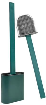 Halsgroves Silicone Toilet Brush & Holder Set – Hygienic Flexible Loo Brush with Ventilated Base – Wall Mounted or Floor Standing – Green