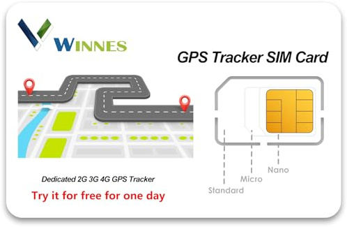 SIM-Karte mit 2G- und 4G-Unterstützung für GPS-Tracker Winnes Tkmars 4G-SIM-Karte Nur Daten, Keine Sprach- und SMS-Funktion, Android- und iOS-App Plug-and-Play (EIN Tag Testversion)