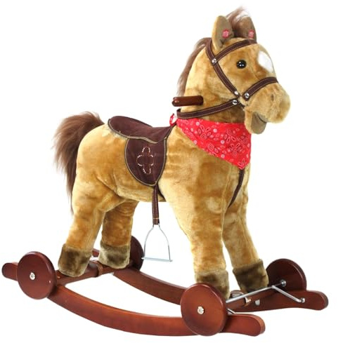 Tex the Rocking Horse Plush Kids Ride on Toy with Flip Down Wheels and Sounds, Toddler Rocker
