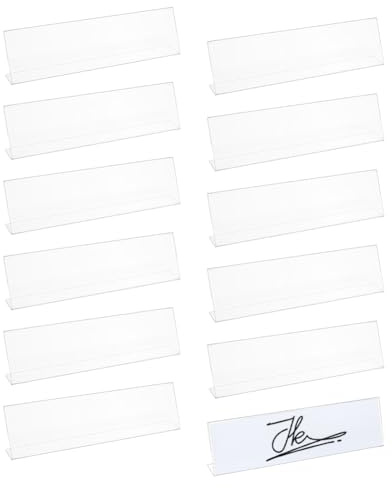BENECREAT 12 placas de acrílico para escritorio, 5,2 x 20,5 cm, soporte de placa de mesa personal para exhibición de mesa, oficina, conferencias, eventos de negocios