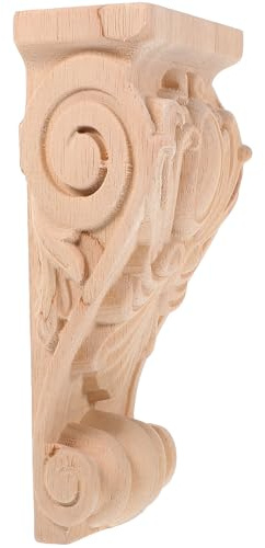 BESPORTBLE Chapiteau en Bois Sculpté Décoratif de Style Européen, Corbeau Mural en Bois Khaki, Installation Pratique pour Décoration Rustique et Chic de Meubles
