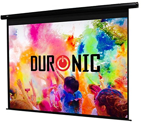 Duronic Projector Screen EPS115 /169 Electric Projection Screen Size: 254.5 x 143cm 16:9 Ratio Home Cinema School Wall Ceiling Mountable 3D UHD 4K