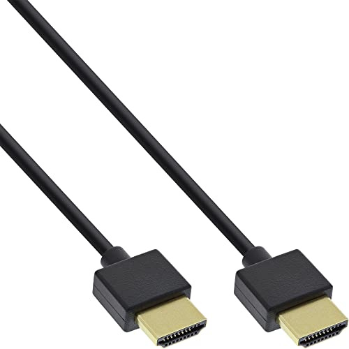 InLine 17555s HDMI Premium Superslim Câble A vers A Haute Vitesse avec Ethernet 0,5 m Noir/Or