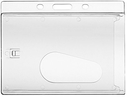 5 x KARTENHALTER - Transparent Set Schieber Schnur Zugband Ausweishalter Ausziehbar Ausweis Kartenhülle Schutzhülle Horizontal Vertikal Hochformat Querformat Lanyard Karte JoJo Gürtelclip Clip