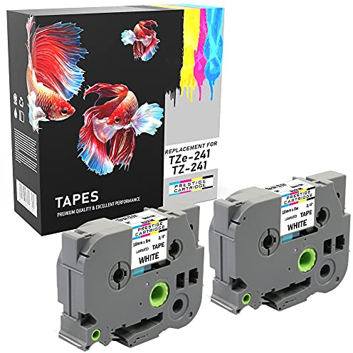 Prestige Cartridge 2 Kassetten TZe-241 TZ-241 schwarz auf weiß 18mm x 8m Schriftband kompatibel für Brother P-Touch PT-2030VP 2430PC 3600 9600 D400 D450VP D600VP E300VP E550WVP H300 H500 P700 P750W