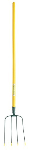 Leborgne, Fourche à Fumier 4 dents Manche Compositube, Emmanchement stable avec fixation par vis, Longueur totale 171 cm, Largeur 22 cm, Acier forgé et trempé/Polyamide fibres de verre