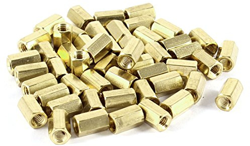 sourcing map 50 Stück Sechskant Innensechskant Mutter Abstandshalter M4x10 | Messing, M4 10mm