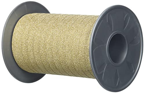 PRÄSENT Poly Glitter Ringelband Kupfer, 100 m leicht kräuselndes Geschenkband, 10 mm Breite, Dekoband zum Basteln & Einpacken von Geschenken, für Festliche Anlässe