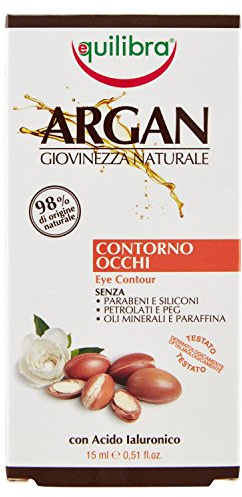 Equilibra Viso, Contorno Occhi a Base di Olio di Argan, di Mandorle Dolci e di Vinaccioli, Estratto di Gardenia, Acido Ialuronico, Vitamina E, Olio di Karité e di Ribes Nero,15 ml