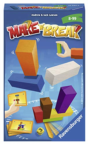 Ravensburger 23444 - Make 'n' Break, Mitbringspiel für 2-4 Spieler, Kinderspiel ab 8 Jahren, kompaktes Format, Reisespiel, Aktionsspiel