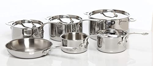 ProWare Stainless Steel Tri-ply Induction Cookware Set of 6 – 14cm, 16cm, 18cm & 20cm Saucepans; 24cm Stockpot and 24cm Frying Pan (Stainless Steel)