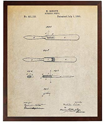 Turnip Designs Surgical Knife Patent Print Scalpel Design Diagram Vintage Medical Hand Tool Surgery Decor Lancet Poster TDP1136