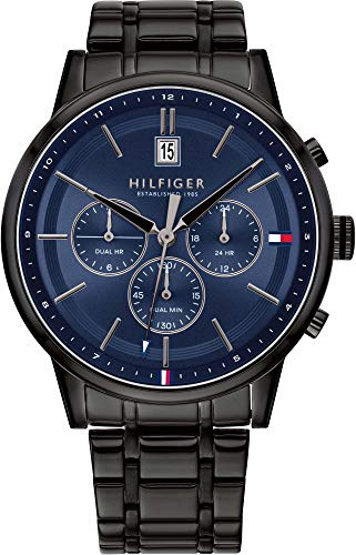Tommy Hilfiger Multi Zifferblatt Quarz Uhr für Herren mit Schwarzes Edelstahlarmband - 1791633