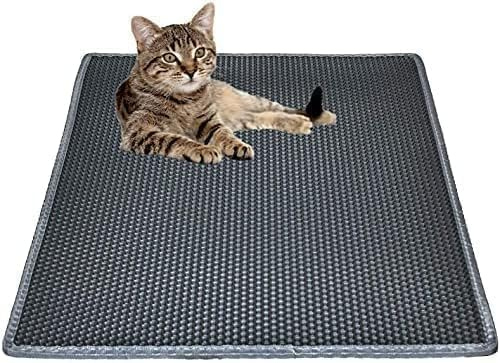 Bulkniu Cat Litter Box Mat: Easy Clean Cat Litter Mat for Floor, Kitty Scratch Cute Pad (24 * 30in-Grey-1)