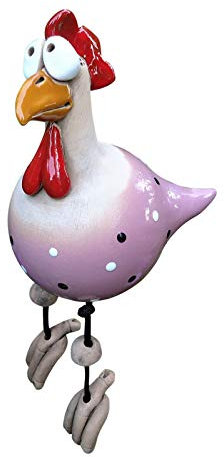 Keramik Huhn Hilde Gartendeko Tierfigur Gartenstecker Keramikfigur Handarbeit Ornament, Gartendeko Huhn Deko, Handarbeit Gartendeko Hahn Henne Vogel Seitensitz für Indoor Outdoor Decorative (Rosa)