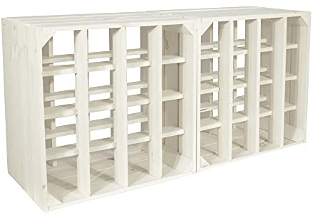 CHICCIE 2 Set Weinregal Wino aus Holz - Weiß + Regal Holzkiste