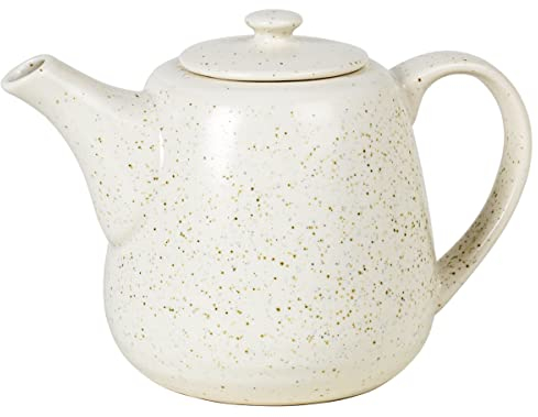 Broste Copenhagen Nordic Vanilla Teekanne aus Steingut in der Farbe Créme gesprenkelt 0,7L, Maße: 11cm x 17,5cm x 12,5cm, 14533409, Cremefarben