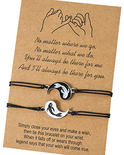 chengxun Yin och Yang justerbart armband etnisk droppande olja Tai Chi Bagua fisk vänskap par armband handvävda smycken för pojkvän och flickvän, 18 30cm, Metall