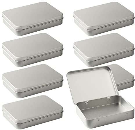ZEOABSY 30 Pezzi Scatola di Metallo Latta, 115 x 84 x 23 mm, Argento Rettangolare Incernierato Lattine Mini Contenitori Tin Metallo Portatili per Casa Organizzatore Stoccaggio