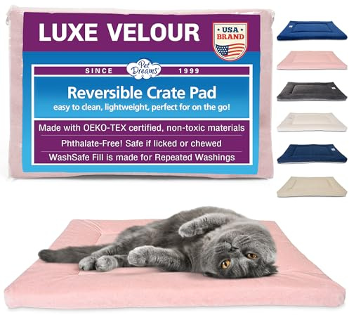 Pet Dreams Small Cat Bed - Crate Pad, Washable Cat Mat, Non-Toxic, Flat Indoor Kitten Bed, Fits iCrate 18, 24, 30, 36, 42, 48 Inches (Pink, X Small, 18)