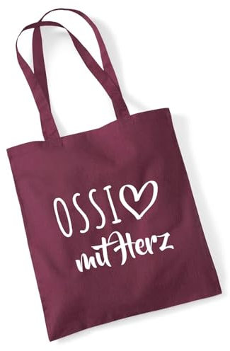 Huuraa Einkaufsbeutel Ossi mit Herz Geschenk 10 Liter Burgundy Baumwolle Ossi Überraschung
