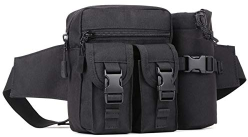 Taktische Gürteltasche mit Flaschenhalter, Sportgürteltasche wasserdichte Gürteltasche,Multifunktional für Damen Herren Outdoor Sports Trekking,Wandern,Angeln