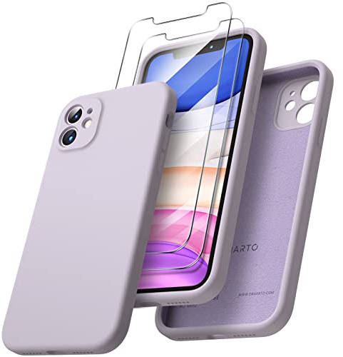 ORNARTO for iPhone 11 Case with 2 Screen Protectors, Light Lavender | 6.1,Includes 2 Tempered Glass,Full Body Protection,Square Edge Design,Camera & Screen Protection,Non-Slip Grip