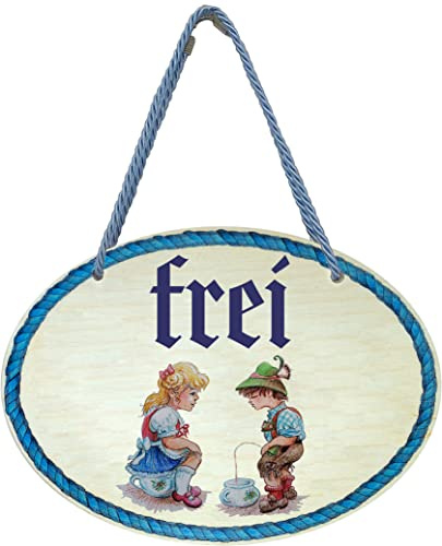 Kaltner Präsente Geschenkidee - Geschenkartikel Deko Türschild im Antik Design Dekoartikel Toilette WC Toilette WC FREI/BESETZT (18 x 13 cm)