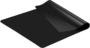 KitchenRaku Extra Large Silicone Mat for Kitchen Worktop Protector, Nonstick Heat Resistant Countertop Placemat, Nonskid Table Mat (Black, 70x50cm)