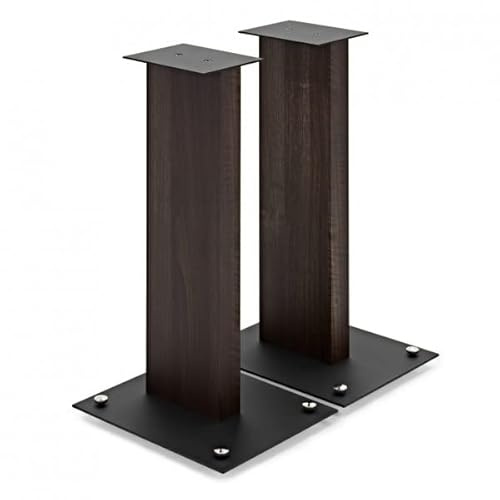 Fisual 91S-6 Floor Speakers Stands Wooden Effect Walnut Pair | Steel and wood column, chrome spiked feet adjust for carpet thickness, includes isolation pads
