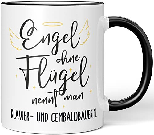 JUNIWORDS Tasse, Engel ohne Flügel nennt man Klavier- und Cembalobauerin, Schwarz (5169895)