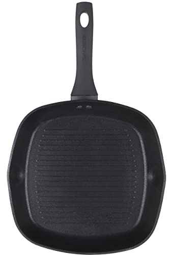 Salter BW08778 Geo Hex Grill Pan - 28cm Non-Stick Griddle Pan, Forged Aluminium, 5 X Tougher Than Standard Non-Stick, Hexagonal Surface Pattern, Dishwasher Safe, Suitable for All Cooking Hobs