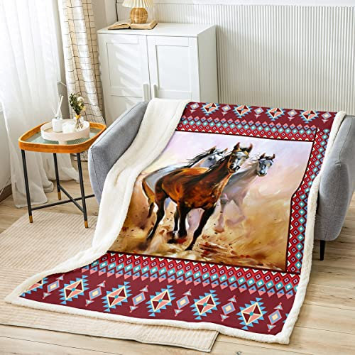 Loussiesd Pferd Kuscheldecke Galloping Pferd Wohndecke Laufend Pferd Decke 130x150cm Tier Drucken Couchdecke für Kinder Jungen Mädchen Erwachsene Flanell Fleecedecke