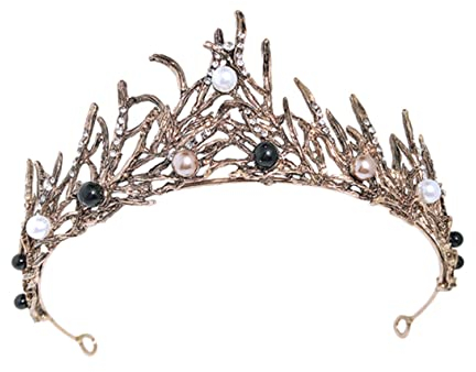 1 Stück schwarze Krone, Abschlussball-Kopfschmuck, Haarperlen, schwarzer Besatz, Prinzessinnen-Kopfschmuck, Vintage-Hochzeits-Kopfschmuck, Barock-Braut, schicker Kopfschmuck, Hochzeits-Kopfschmuck, Kr