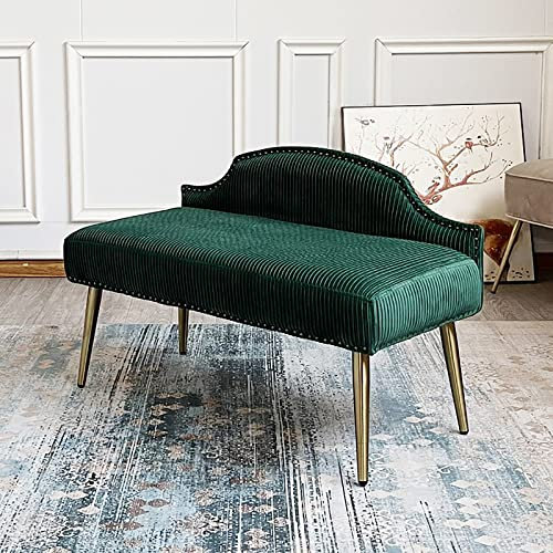 ASHILD Luxuriöse Bettbank mit Rückenlehne, samtgepolsterte Schlafzimmerbank, Esszimmerbank, Moderne Sitzbank, Eingangsbank, Möbeldekor, Grün, 100 x 40 x 66 cm (39 x 16 x 26 Zoll)