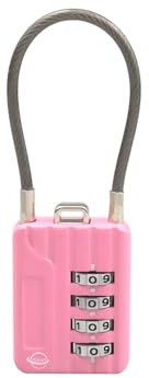 SISAV 4-siffriga kombinationslås – 12 cm (4,7 tum) kabel för skola gymskåp, hjälm, arkivskåp, verktygslåda, bagage, ryggsäck – 3 mm diameter – rosa