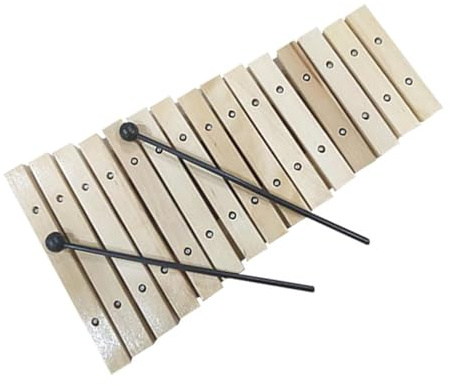 15-Noten-Glockenspiel aus Holz, Xylophon-Spieler spielt Schlaginstrument