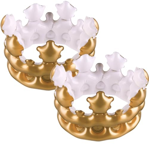 Corona Gonfiabile, 2 Pezzi corona di compleanno gonfiabile, accessorio per costume Carnevale, idea regalo dorata, per bambini di compleanno (oro)