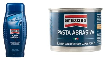 AREXONS POLISH RINNOVANTE 500 ml, rimuovi graffi, opacità e righe della carrozzeria & PASTA ABRASIVA 150 ml Pasta abrasiva elimina graffi per manutenzione auto