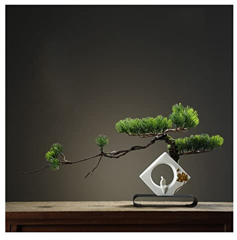 Künstliche Bonsai-Baum Simulation Kiefernnadeln Zypressen Pflanzen Künstliche Bonsai Gefälschte Pflanze Topf Home Badezimmer Wohnzimmer Bauernhaus Indoor Outdoor Feng Shui Deko ( Color : Green )