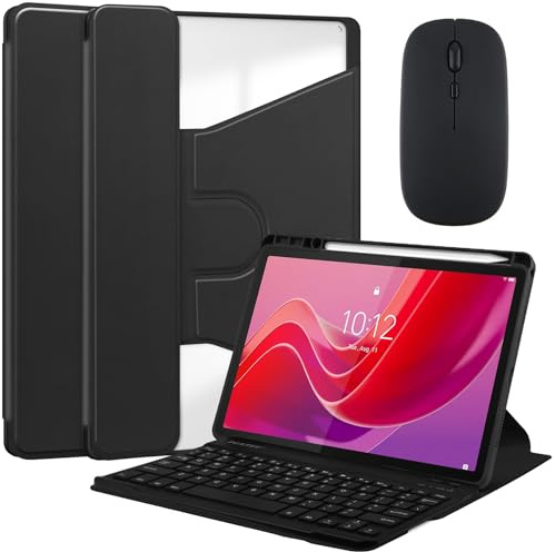 Bueuwe Funda con Teclado para Lenovo Tab M11 (TB-330FU/330XU) 11, Español Ñ, Funda Giratoria Y Teclado Bluetooth Desmontable con Portalápices,Negro