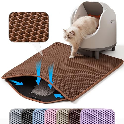 Petinstinct Tapete Gigante para Arena para Gatos, 75X55cm, Doble Capa, Antideslizante, Impermeable, a Prueba de orina, Suministros y artículos Esenciales para Gatitos, Marrón