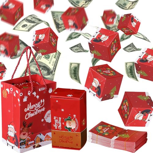 Weihnachts Explosion Geschenkbox – Überraschungsbox für Geldgeschenke, DIY Pop-Up Box für Fotos, perfekte Xmas Überraschungsbox für Geburtstagsgeschenke und mehr (Stil 1)