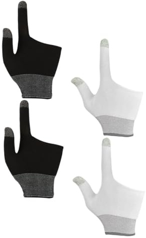 BCOATH Gaming Fingerhandschuhe für Gamer, 2 Paare, Nylon Graphen | Touchscreen Kompatibel, Leicht und Atmungsaktiv, für Handyspiel und Gaming, Schwarz
