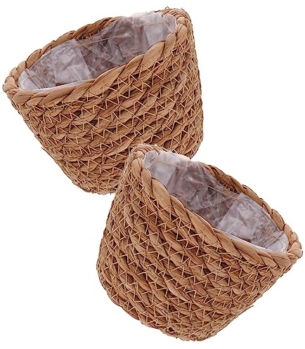 Milisten 2 Pièces Jardinière Tressée Main Panier à Plantes Style Campagne Pot De Fleurs pour Intérieur Et Extérieur