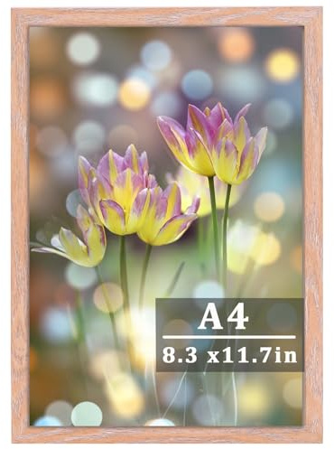 Marco de Fotos A4 (21x29,7cm),Decoración del Hogar Marco de Madera,Marco Madera Natural de MDF Plexiglás, Adecuado para Fiestas,Paisaje,Certificados,Retrato (Roble Claro)