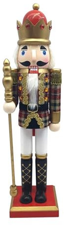 MEAKTSMI Cascanueces de madera pintado a mano, 38 cm, muñeca de Navidad, rey soldado, figura de muñeca, juguete, decoración de escritorio