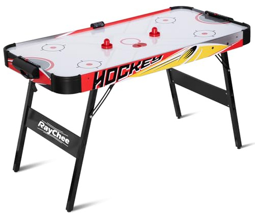58 Inch LED Folding Air Hockey Table for Family, Foldable Sports Hockey Game Set w/2 Pucks, 2 Pushers, Powerful Motor, Hockey Table for Adults and Kids, Home Game Room
