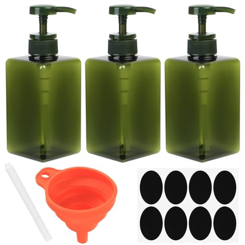 3 Pezzi Dispenser di Sapone, Flaconi Dispenser per Bagno, Dispenser Bottiglie a Pompa in Plastica marrone Riutilizzabili per Bagno Cucina Liquido Lozione Shampoo Doccia